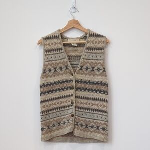 Fair Isle Pattern Wool Sweater Vest